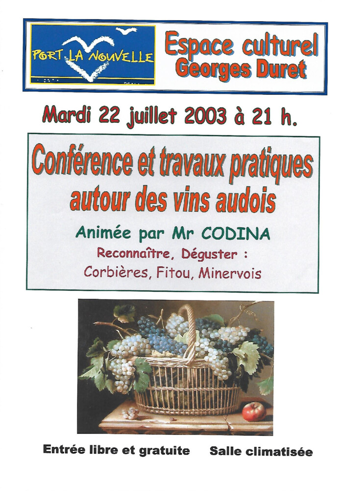 thumbnail of Conférence Les vins audois 22 juillet 2003