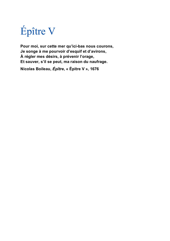 thumbnail of Épître V Boileau