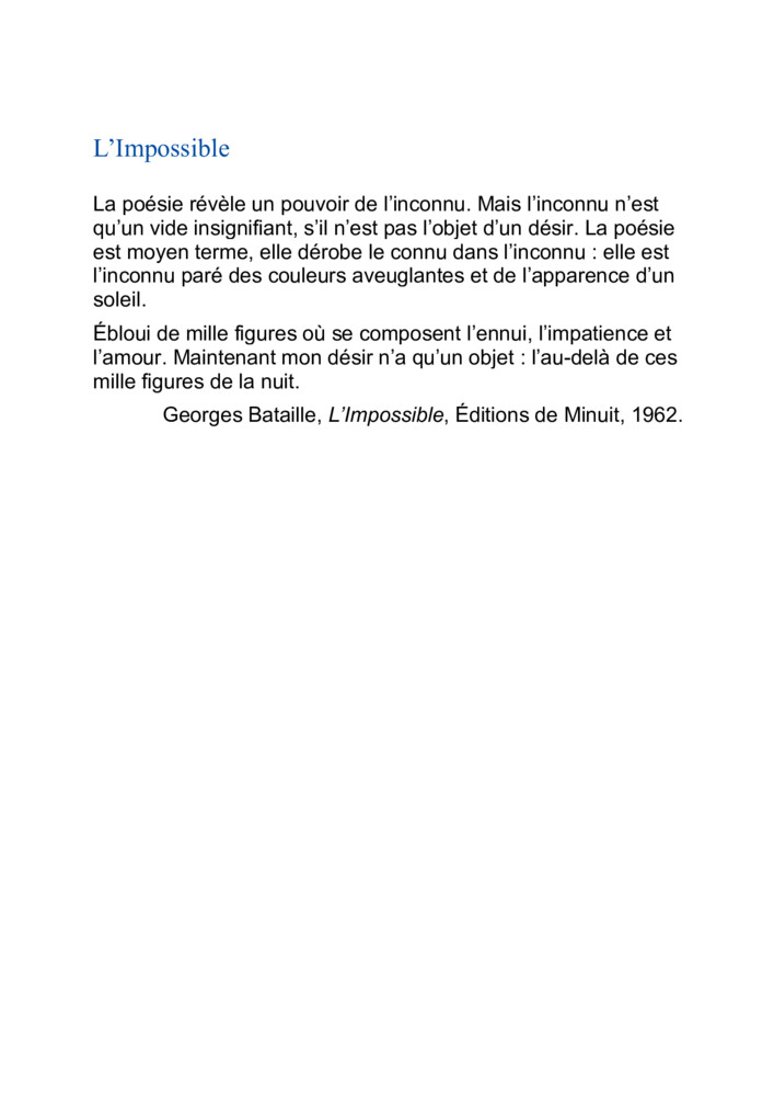 thumbnail of L’impossible Georges Bataille
