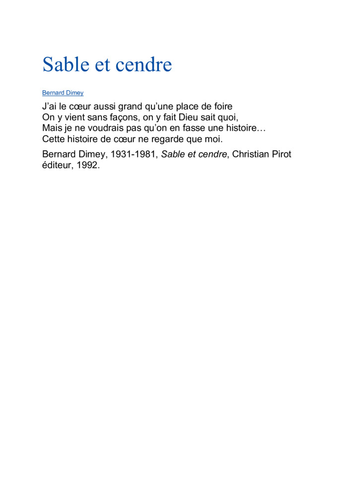 thumbnail of Sable et cendre