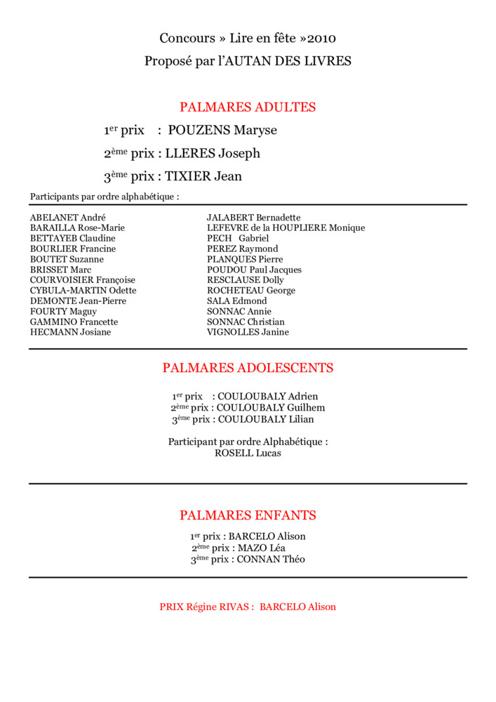 thumbnail of Résultats Concours Lire en fête 2010