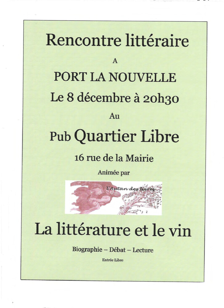 thumbnail of affiche la littérature et le vin 8 décembre 2021opti